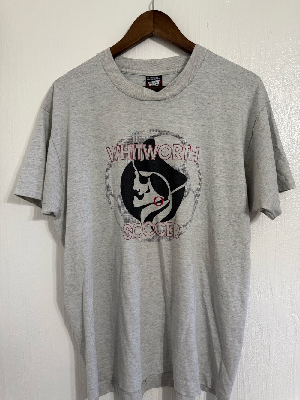 Vtg Withworth Pirates Soccer Gray T Shirt Size XL Screen Stars Single Stitch